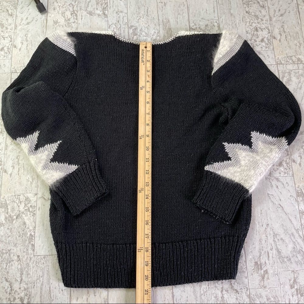 Christine Phillipe Vintage Y2K Black And White Abstract Angora Mix Knit Sweater - Picture 9 of 16